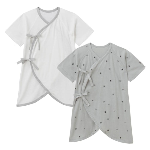 ニュアンスカラーがお洒落なオーガニックコットンコンビ肌着2枚セット 【ベビー服 半袖】