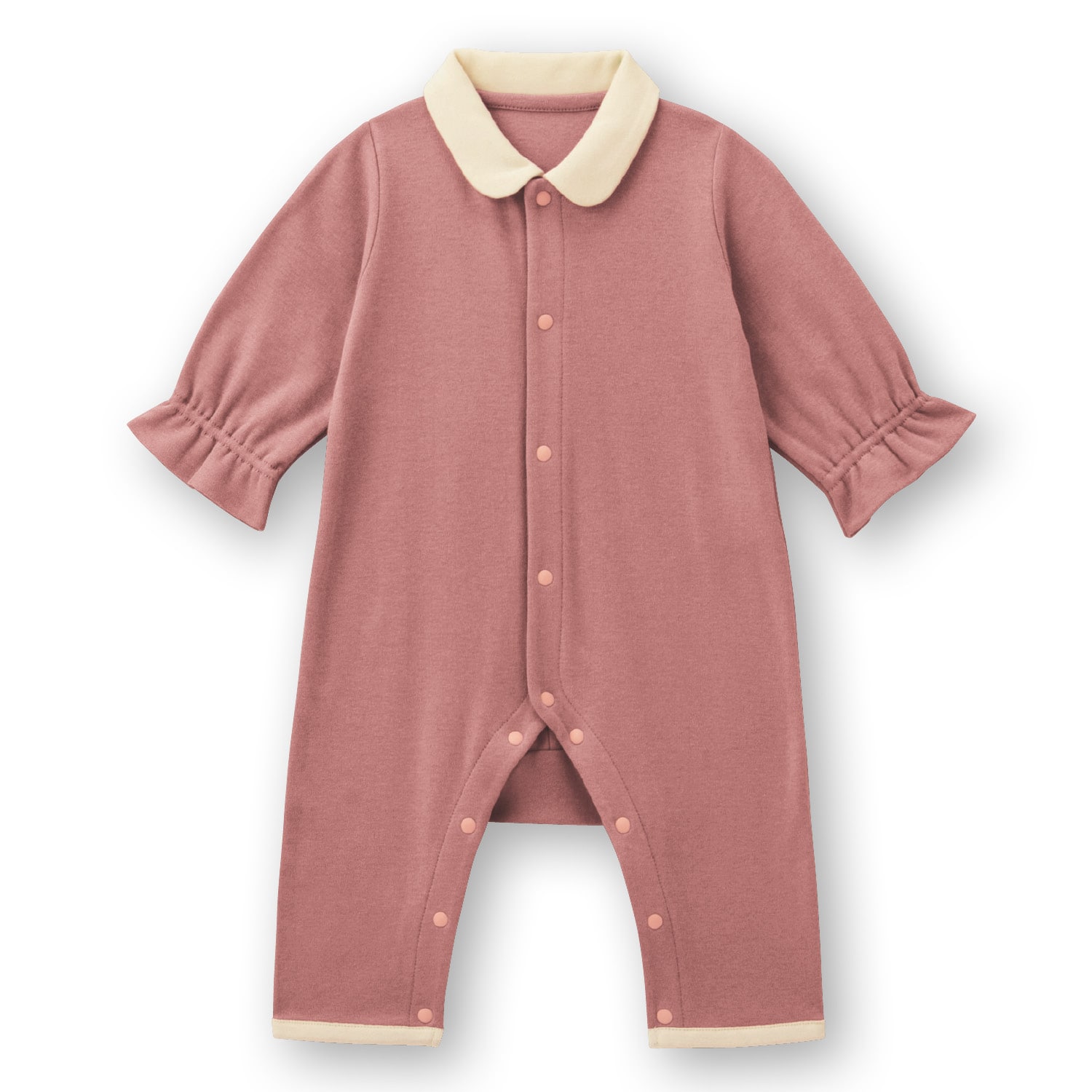 【ベルメゾン】襟付き前開きカエルロンパース 【ベビー服 長袖】