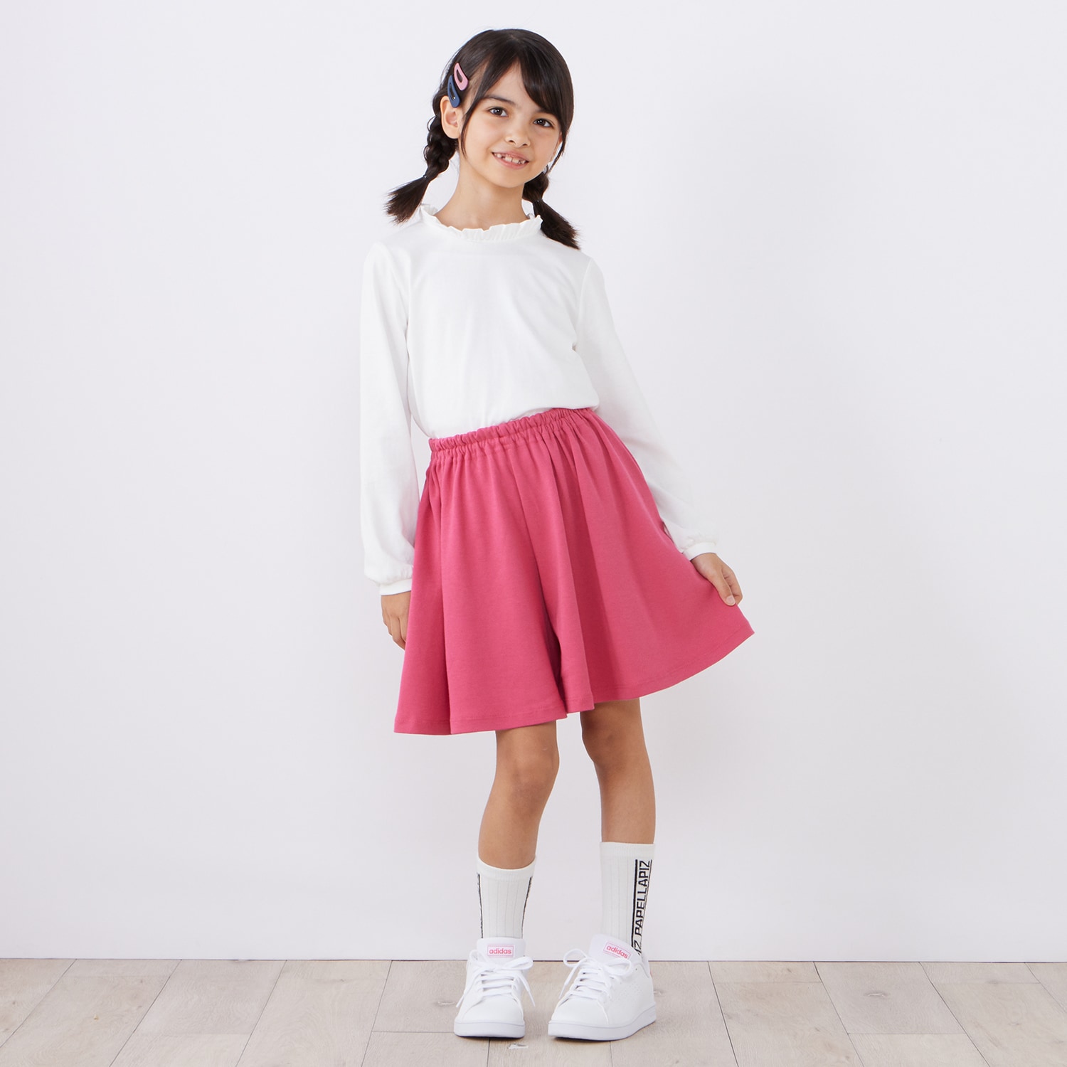 キュロットパンツ【美品】BELLE MAISON プレーンライトグレーカラー キュロットパンツ