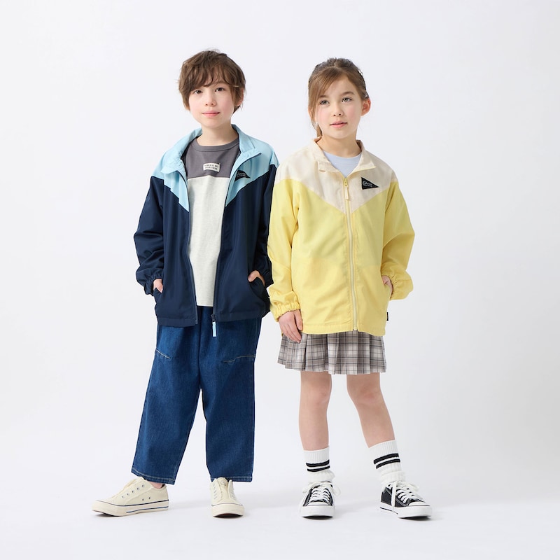 左)サックス×ネイビー／126cm・130サイズ、右)アイボリー×イエロー／126cm・130サイズ