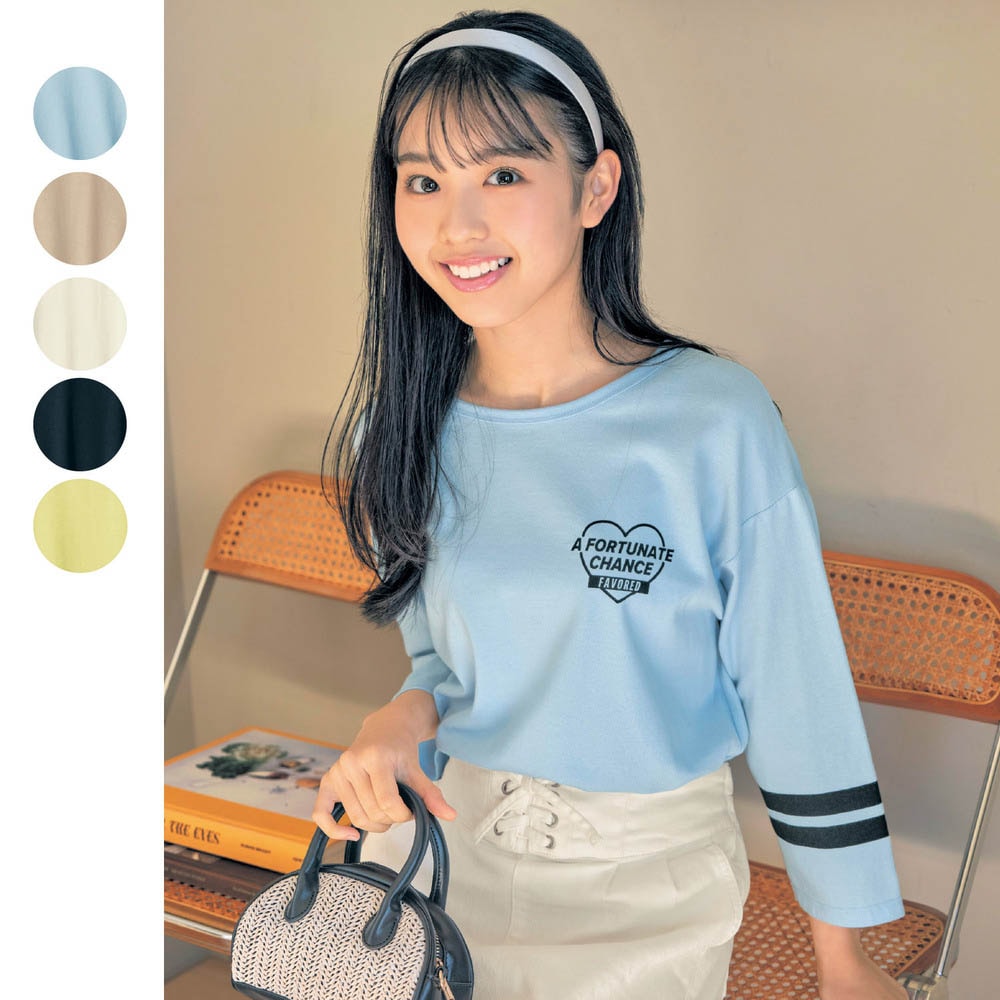 【パペル ラピス/Papel lapiz】プチプラ!袖ライン綿素材七分袖Tシャツ 【子供服】