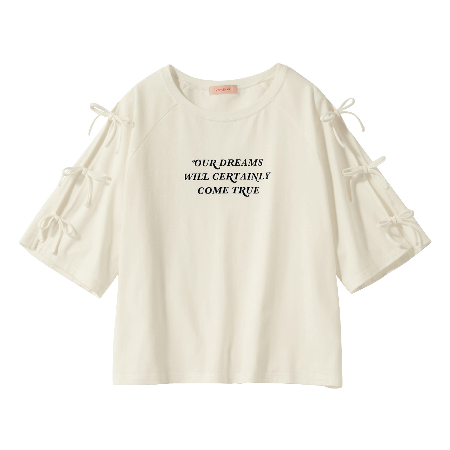 【パペル ラピス/Papel lapiz】リボン使い綿素材半袖Tシャツ 【子供服】