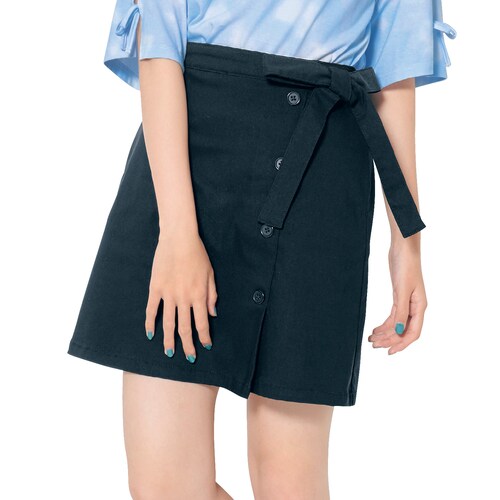 インナーパンツ付きラップ風リボン使いスカート（ウエスト調節可）【女の子 子供服】
