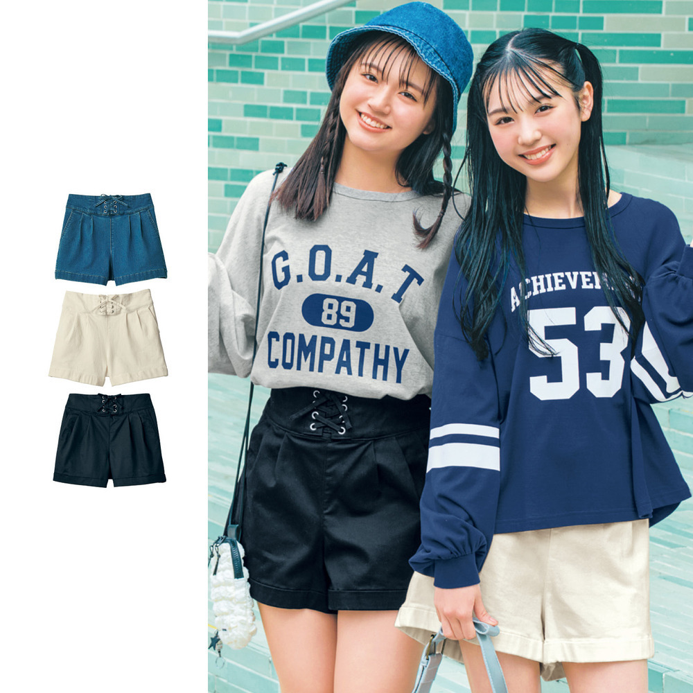 【パペル ラピス/Papel lapiz】レースアップショートパンツ(ウエスト調節可) 【子供服 子供ズボン】 【パペル ラピス/Papel lapiz】レースアップショートパンツ(ウエスト調節可) 【子供服 子供ズボン】