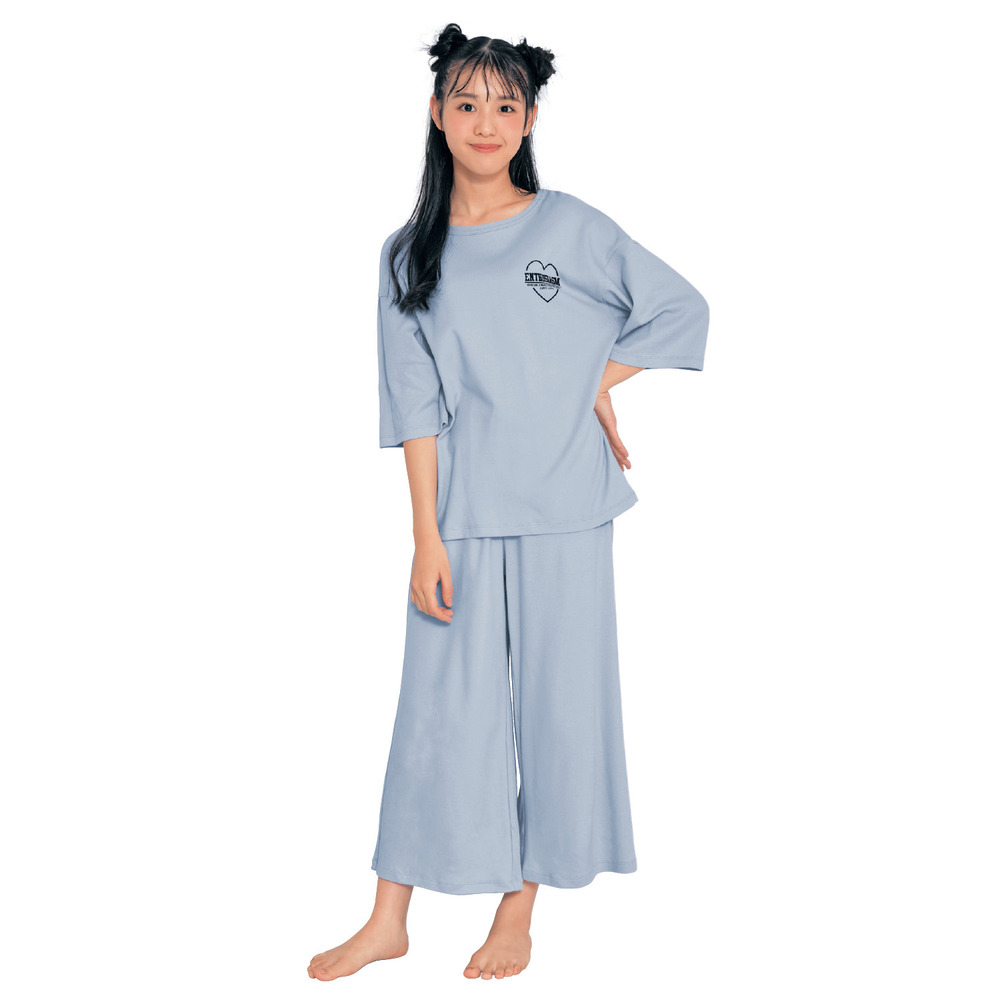 【パペル ラピス/Papel lapiz】セットアップ風前後プリント綿素材半袖パジャマ 【子供パジャマ】 【パペル ラピス/Papel lapiz】セットアップ風前後プリント綿素材半袖パジャマ 【子供パジャマ】
