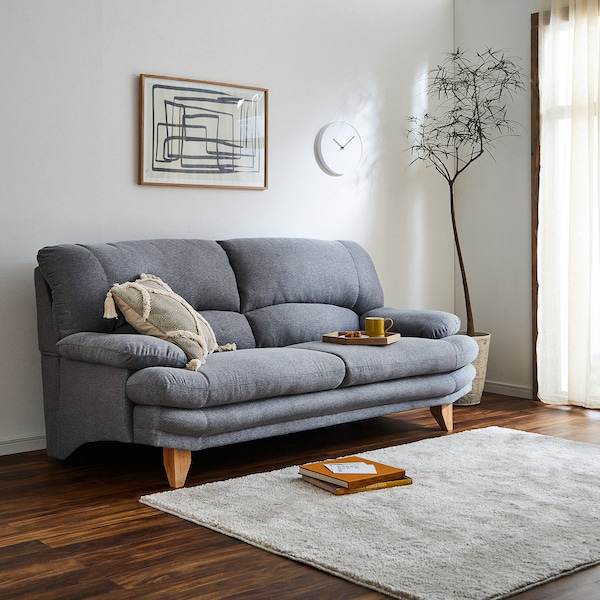 【ベルメゾン】ファブリックのポケットコイル入りハイバックソファー