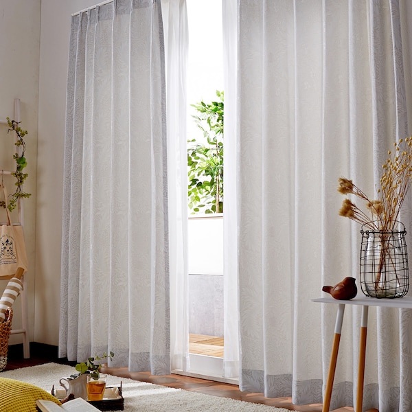 【ベルメゾン】【99サイズ】 繊細なジャカード織ボタニカルデザインのカーテン