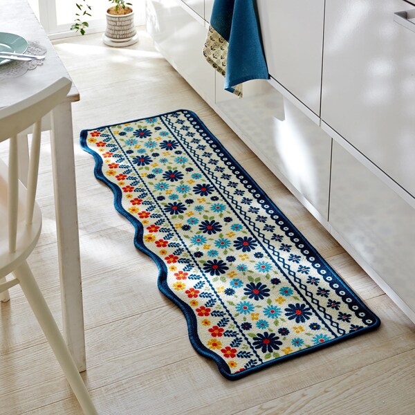 【ベルメゾン】フラワーデザインの撥水キッチンマット