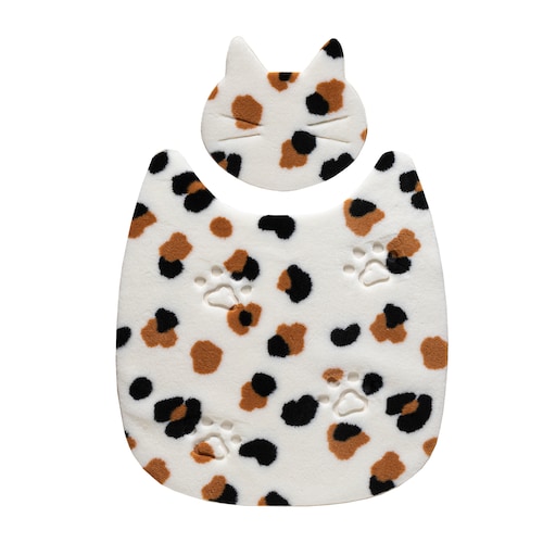 ふんわり吸着トイレマット＆猫顔シートセット ＜猫柄＞