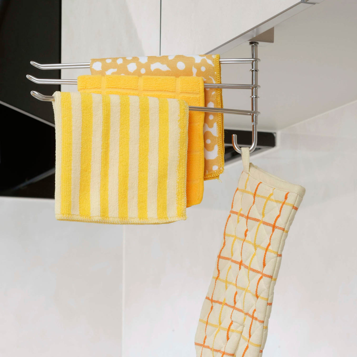 【ベルメゾン】燕三条で作るオールステンレスフック付き 吊り戸棚下スリムフキン掛け 「日本製]