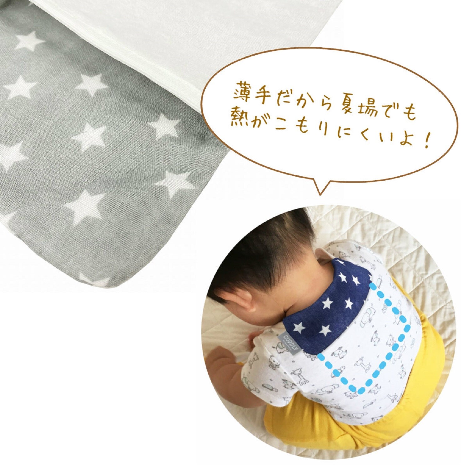 汗っかきな赤ちゃんにぴったり！背中汗取りパッド（２枚セット）［日本