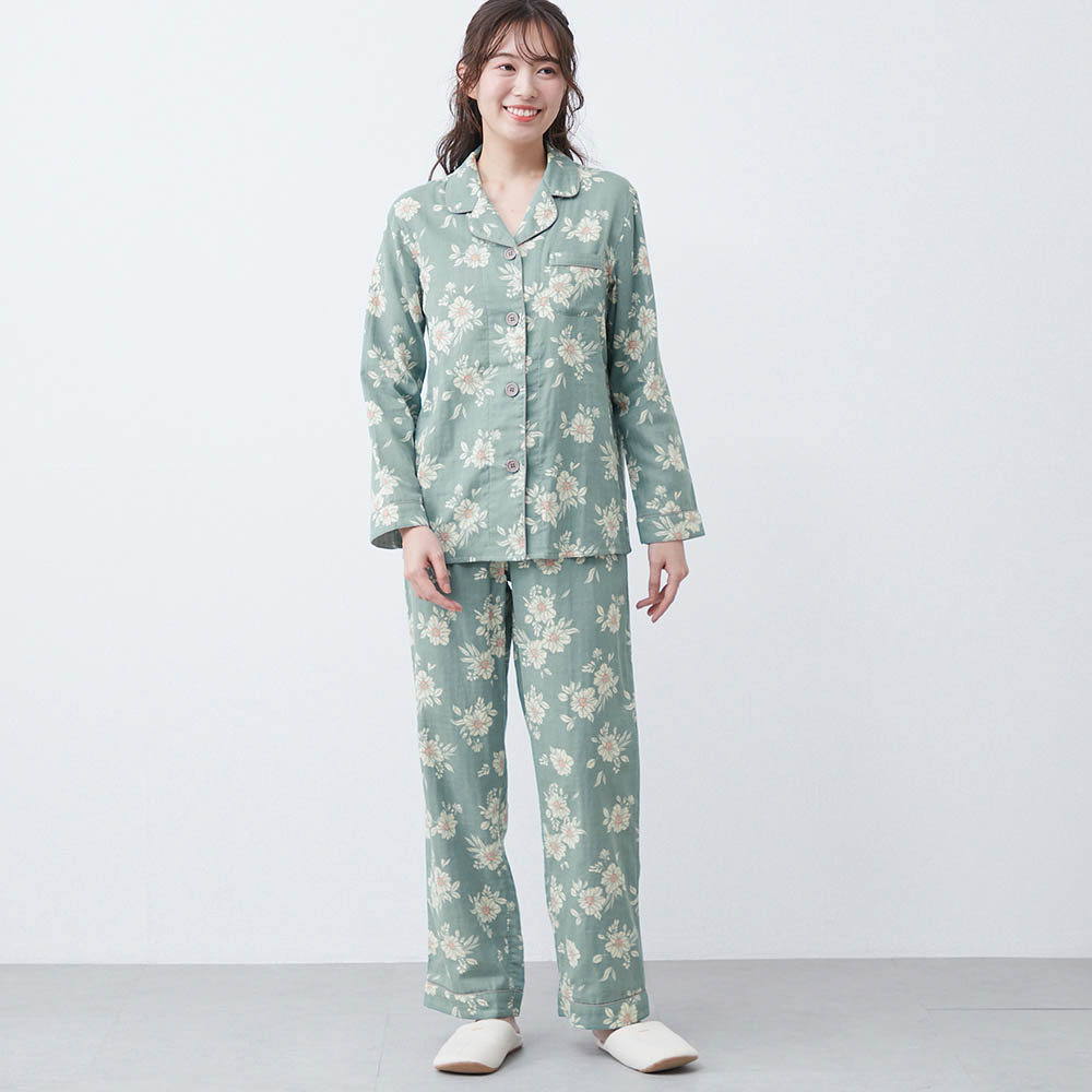 【新色追加】 コットンダブルガーゼ長袖パジャマ 【新色追加】 コットンダブルガーゼ長袖パジャマ