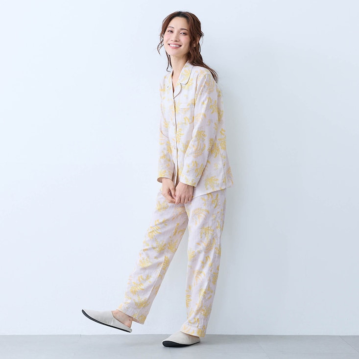 【新色追加】 コットンダブルガーゼ長袖パジャマ