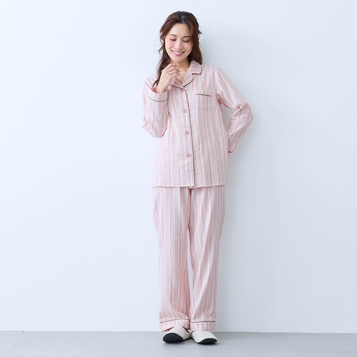 【新色追加】 コットンダブルガーゼ長袖パジャマ