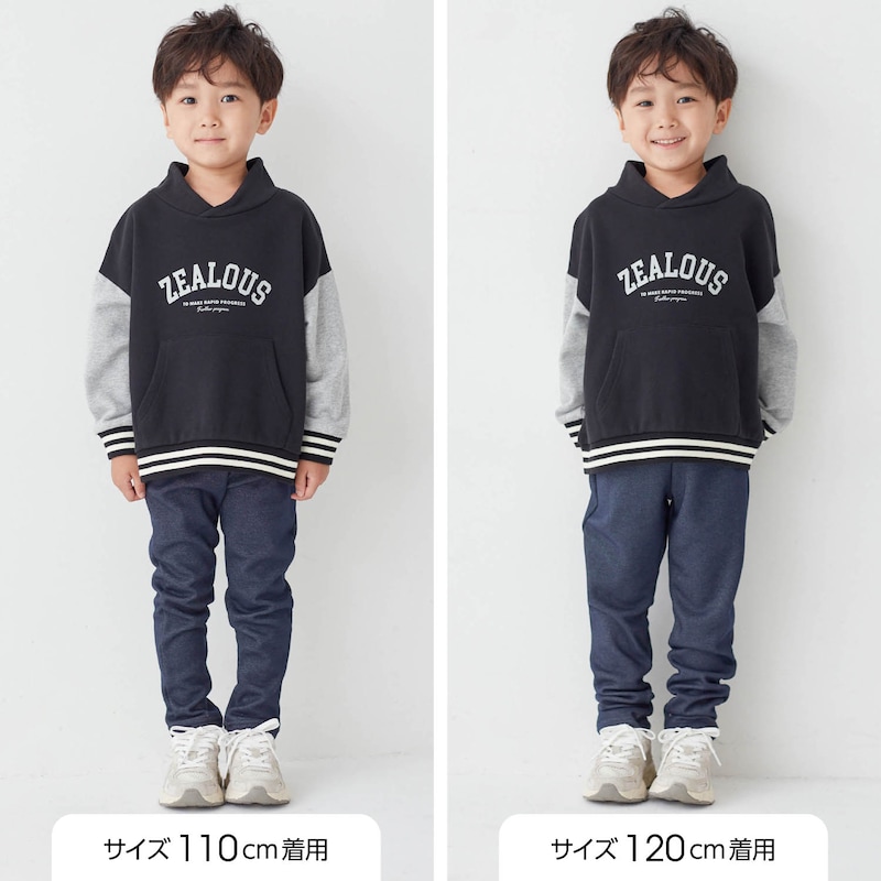 サイズ別着用比較／モデル身長107cm