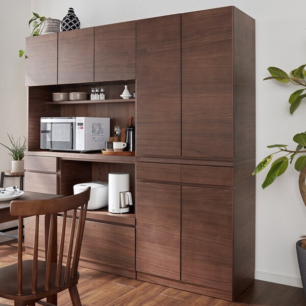 【大雪木工】[日本製]ウォルナット材の木目が美しいカップボード