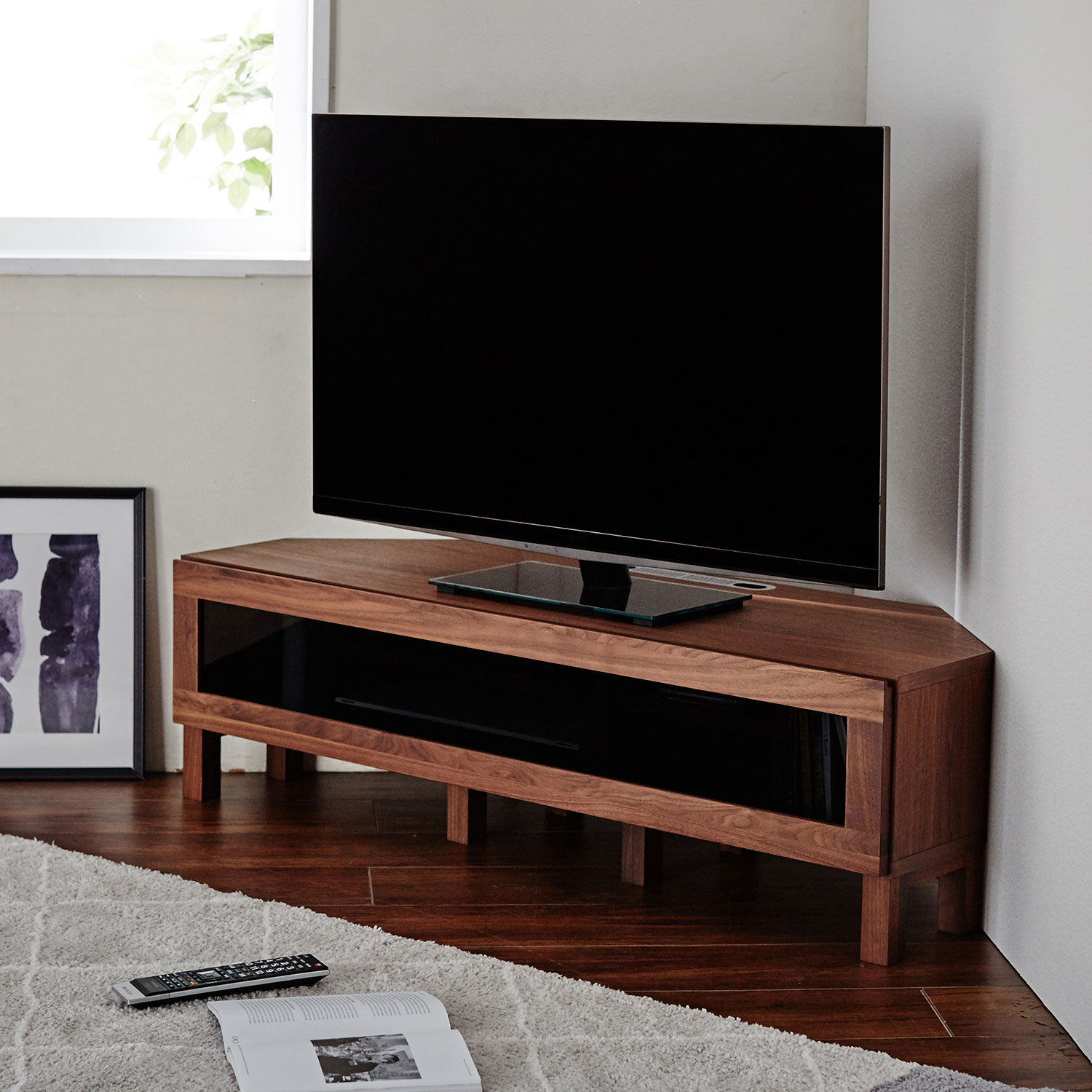 【高野木工/TAKANO MOKKOU】[日本製]ウォルナット材のコーナーテレビ台【LECCE】