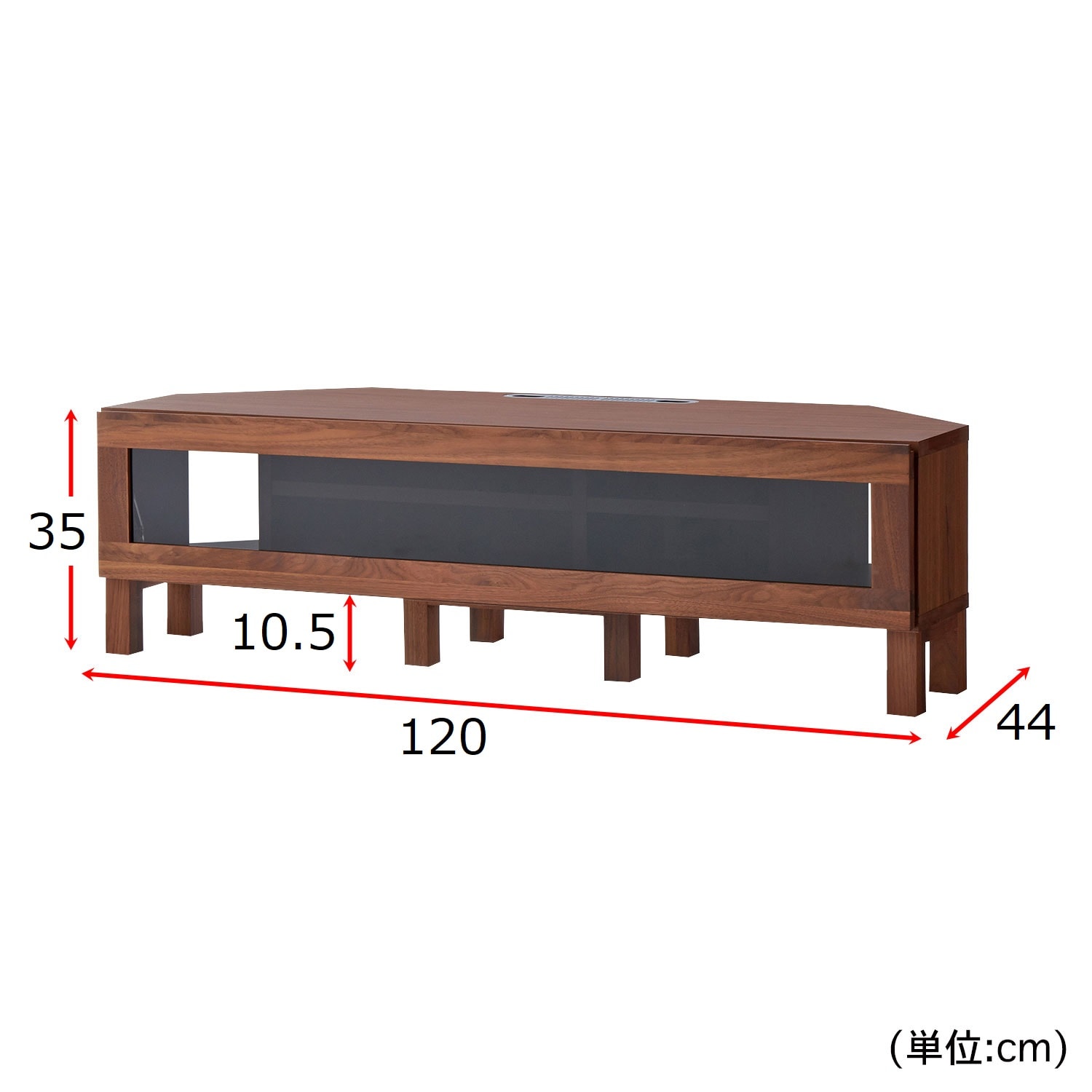 日本製］ウォルナット材のコーナーテレビ台（幅１２０ｃｍ）（テレビ台