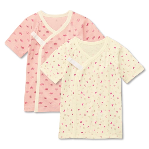スナップボタン留めソフのびフライス短肌着2枚セット 【ベビー服 新生児】