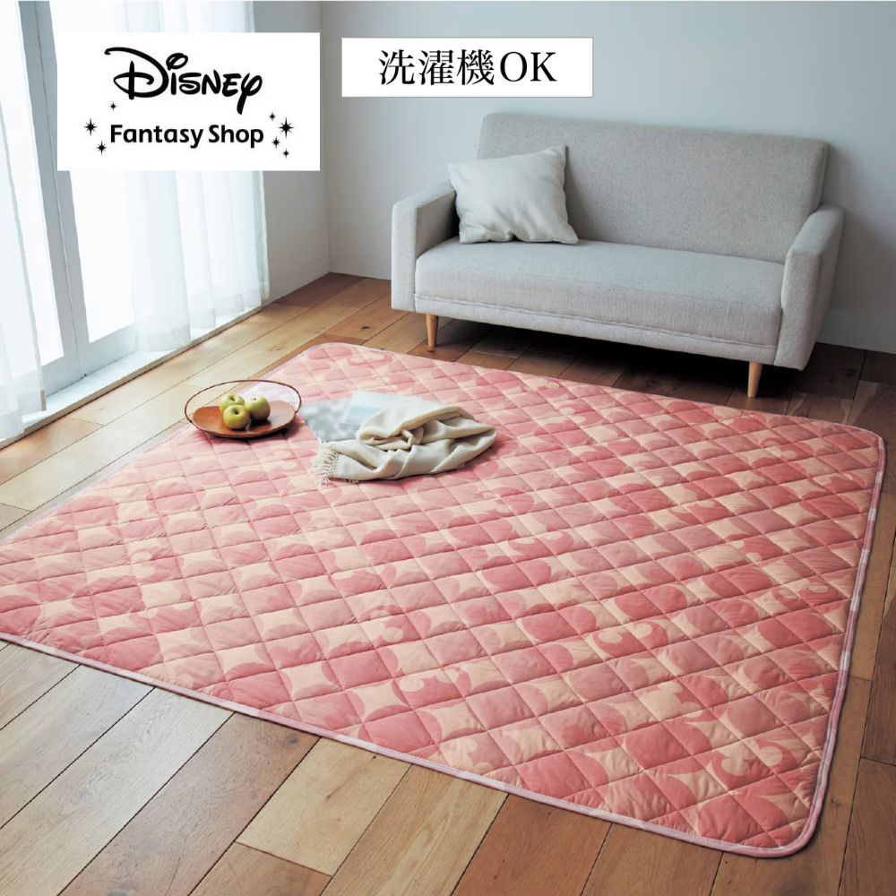 【ディズニー/Disney】綿素材を使った洗える撥水キルトラグ「ミッキーモチーフ」