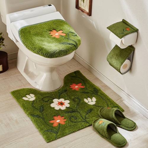 綿素材の花柄トイレマット・フタカバー（単品・セット） 【選べる8タイプ】
