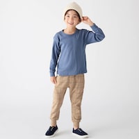 ベージュ系チェック／モデル身長115.5cm・110サイズ着用