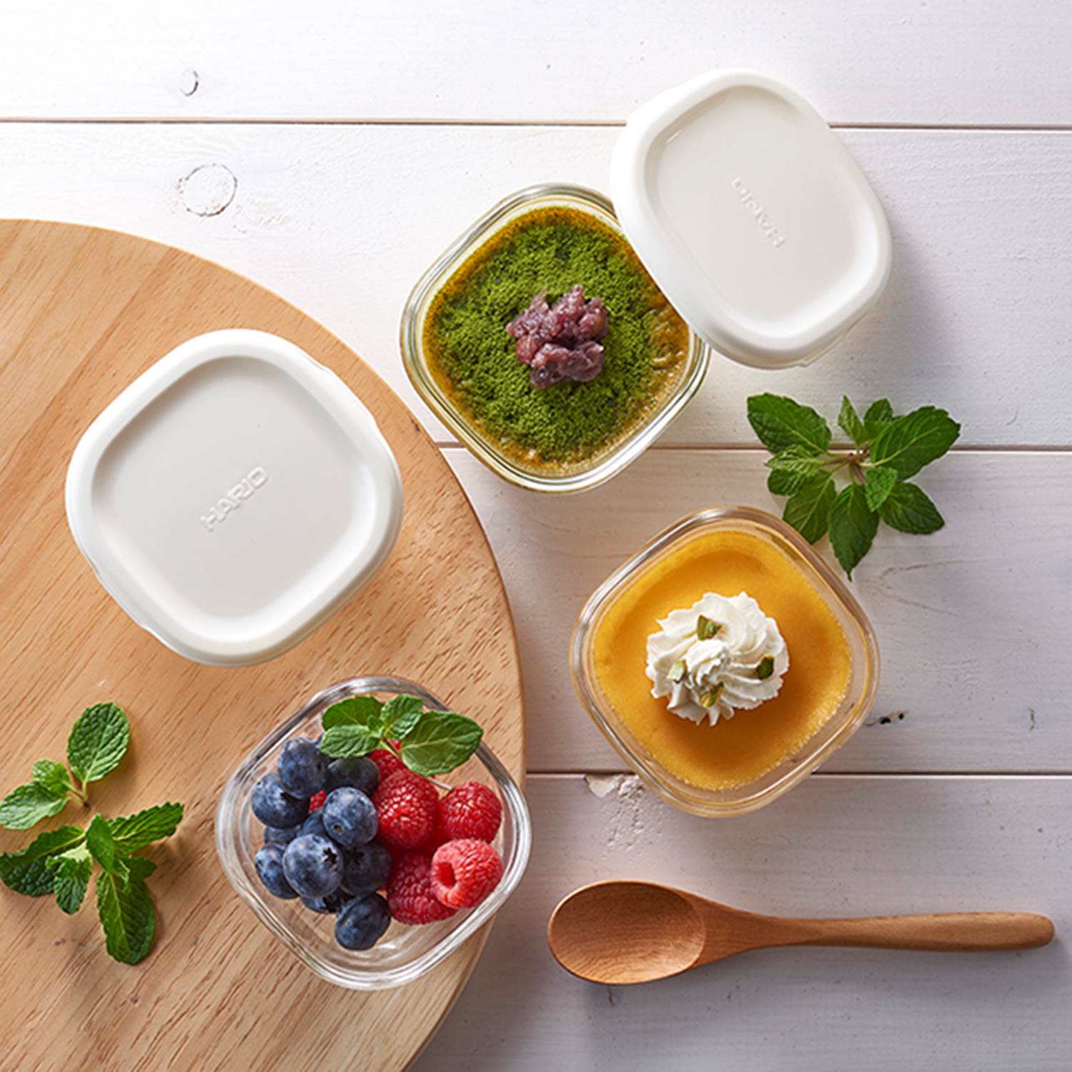 【ハリオ/HARIO】薬味の保存にぴったりな耐熱ガラス製角型保存容器4個セット 【ハリオ/HARIO】薬味の保存にぴったりな耐熱ガラス製角型保存容器4個セット