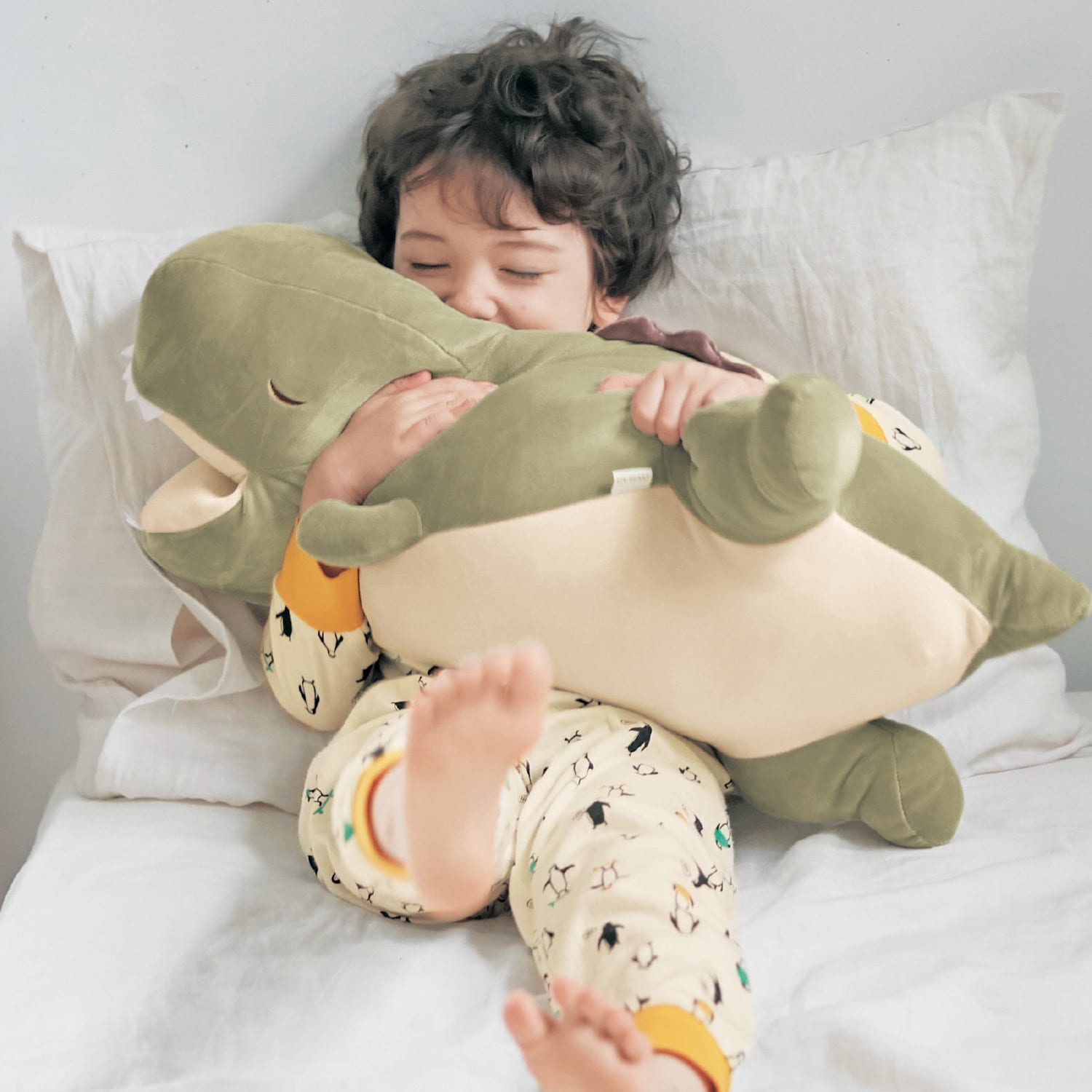 もっちもちの恐竜抱き枕（子供用寝具/おねしょシーツ）｜(ねむねむ