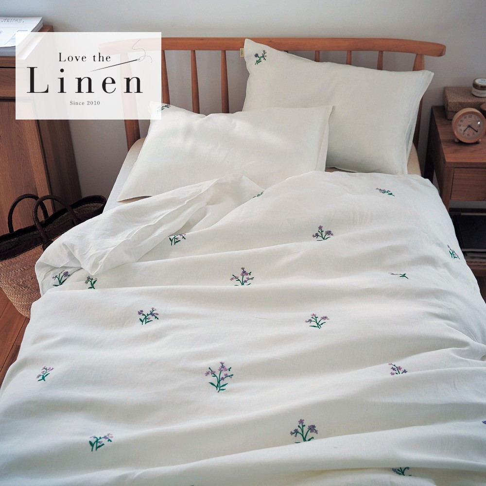 【ラブザリネン/Love the Linen】フレンチリネンのフラワー刺繍掛け布団カバー