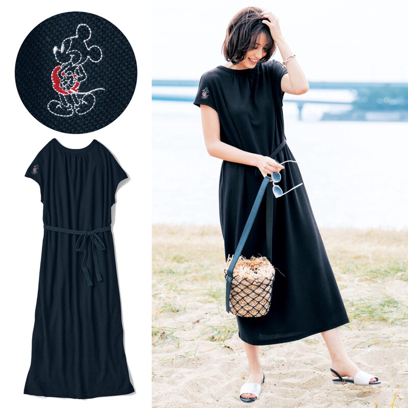 ワッフル素材のカットソーワンピース ミッキーマウス ディズニー Disney 通販のベルメゾンネット