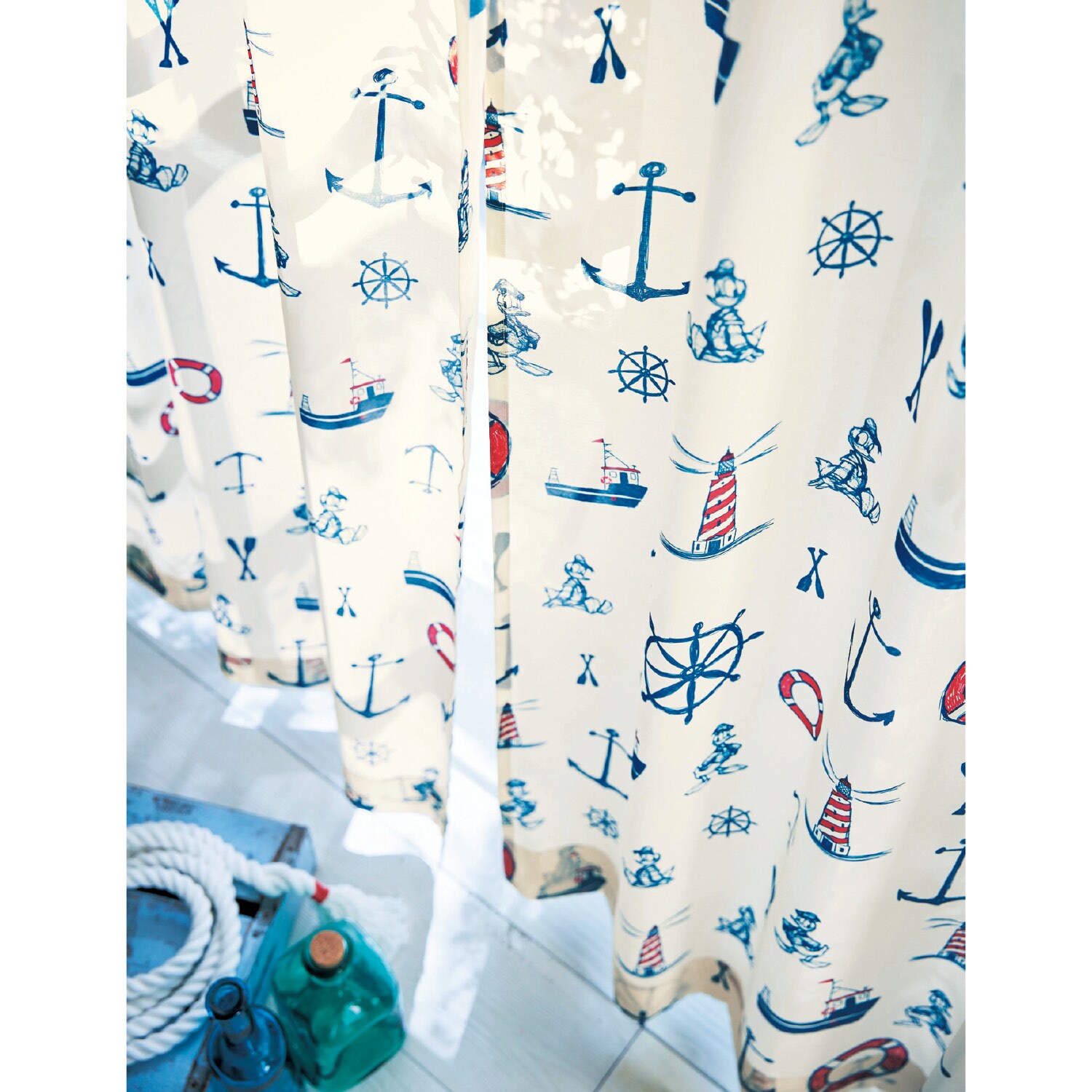 マリンモチ ディズニー マリンデザインのｕｖカット 遮像ボイルカーテン ドナルドダック 約100 8 2枚 ベルメゾン Paypayモール店 通販 Paypayモール マリンな