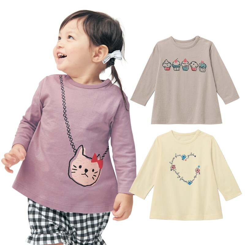 ゆるいタッチが可愛いプリントａライン長袖ｔシャツ 女の子 ベビー服 通販のベルメゾンネット