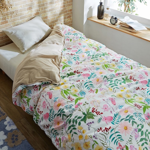 肌にあたる面だけ洗える全辺ファスナーのリバティデザイン掛け布団カバー（肌面あったか）