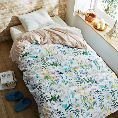 肌にあたる面だけ洗える全辺ファスナーのリバティデザイン掛け布団カバー（肌面あったか）