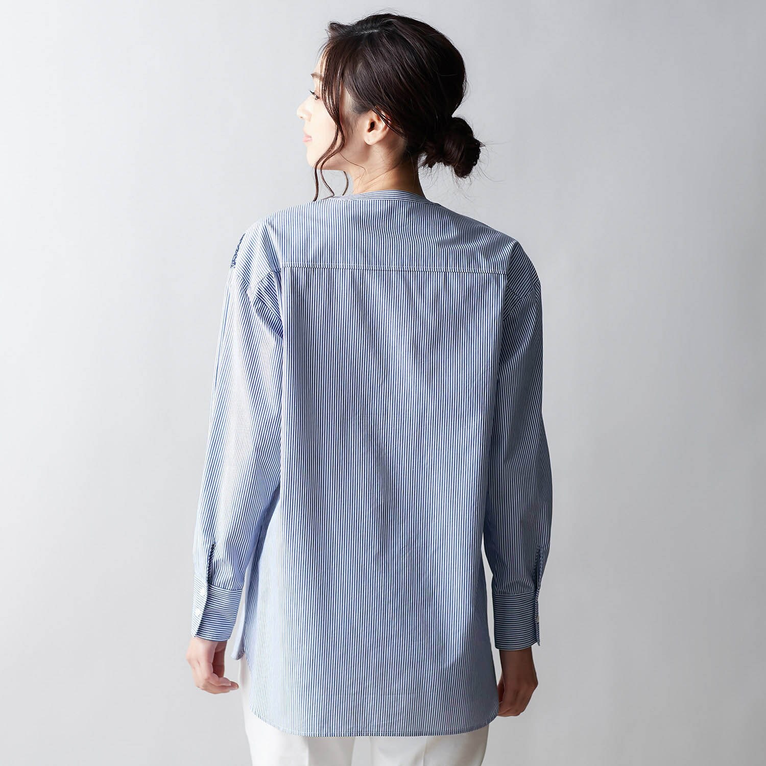 熱い販売 ザラウーマン ロングシャツワンピース ストライプ 花柄 コットン ブルー系 S ロングワンピース Lechardonbleurisoul Fr