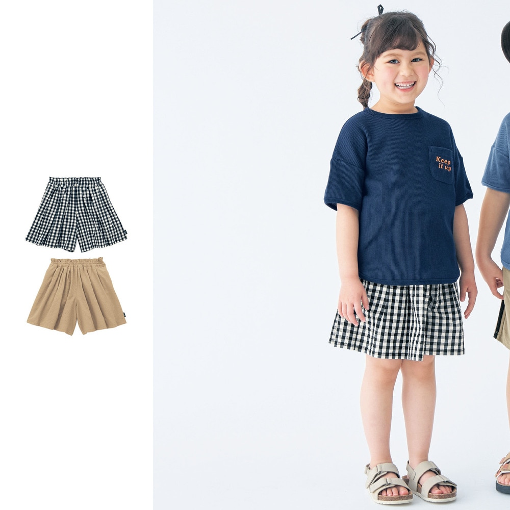 【ジータ/GITA】サッカー素材スカート見えタックキュロットパンツ 【子供ズボン 夏 子供服】