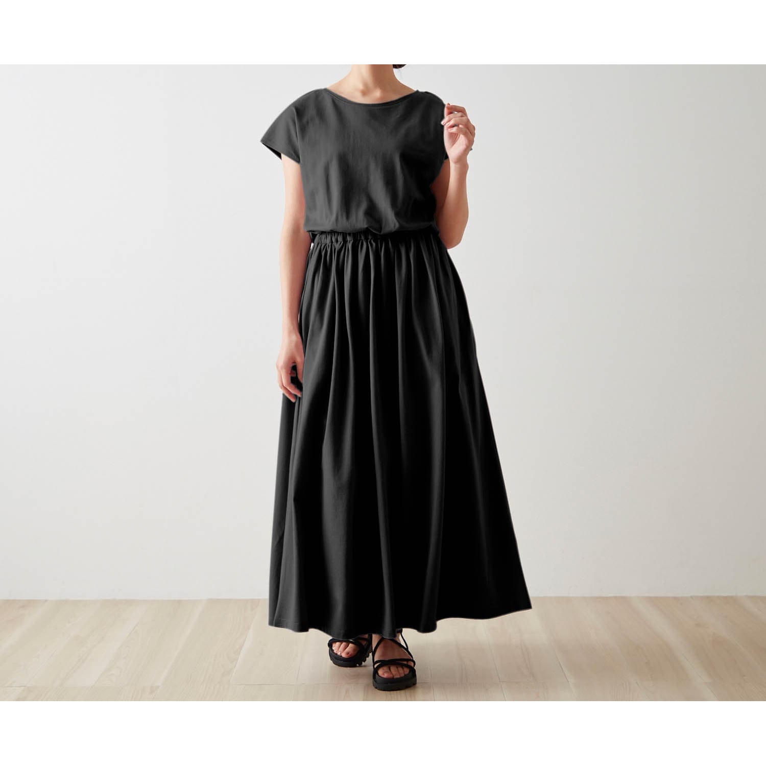 【ジータ/GITA】親子でリンクフレンチスリーブレディースロングワンピース