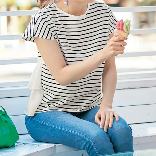 親子でリンクバックフリルレディースＴシャツ