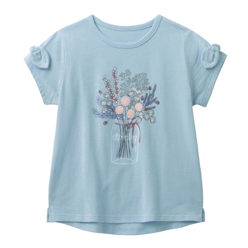 袖リボン半袖プリントＴシャツ 【子供服】