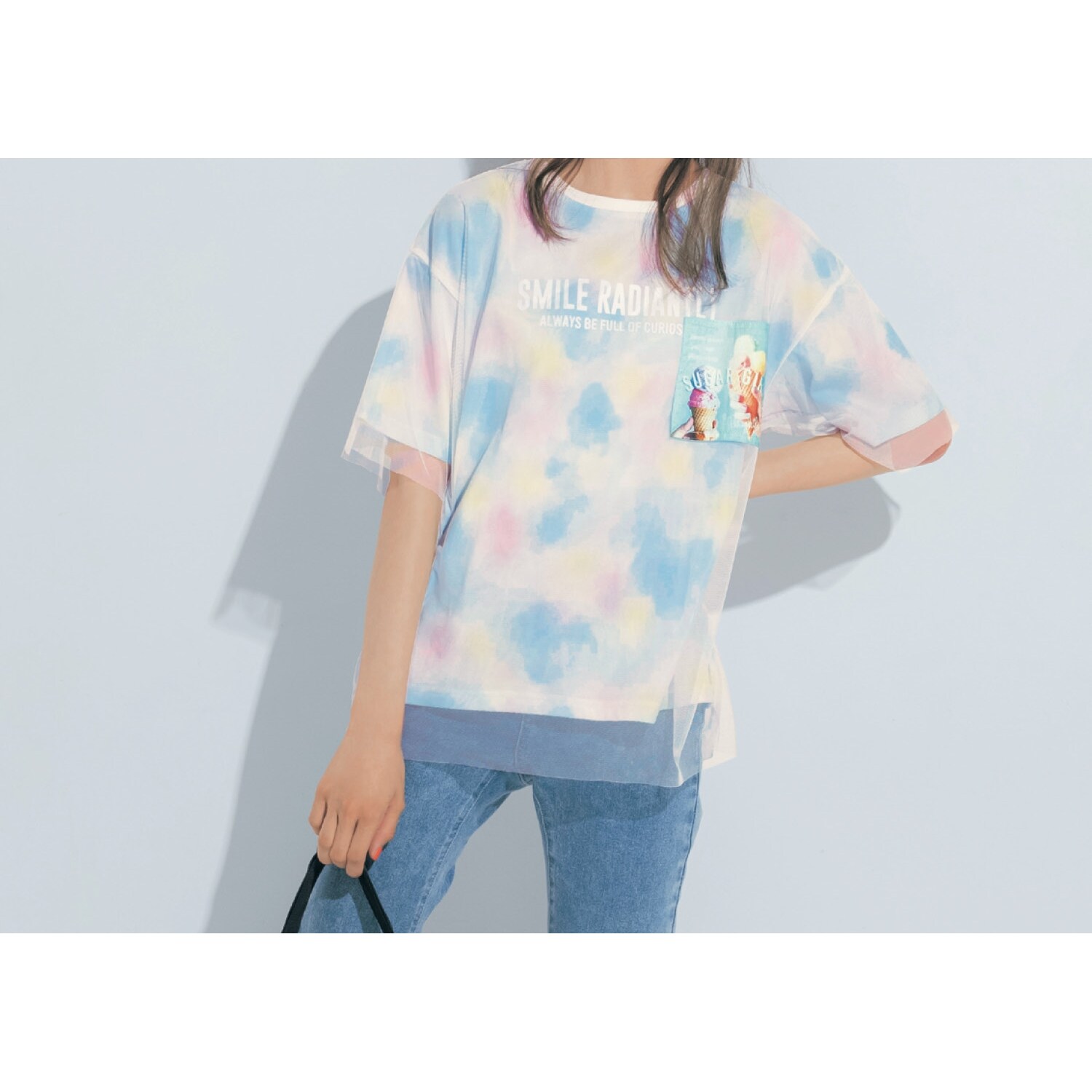 チュール重ね半袖Ｔシャツ 【子供服】(パペル ラピス/Papel lapiz