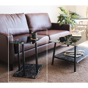 【ベルメゾン】ソファー前で使いやすい高さ調整できるモダンサイドテーブル