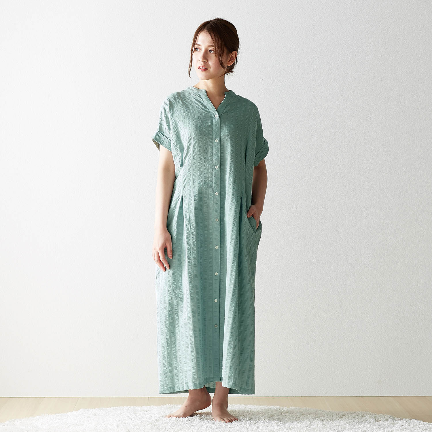 汗っかきさんのための半袖ワンピースパジャマ アイスミントのみ 超最強 通販のベルメゾンネット 汗っかきさんのための半袖ワンピースパジャマ アイスミントのみ 超最強 通販のベルメゾンネット