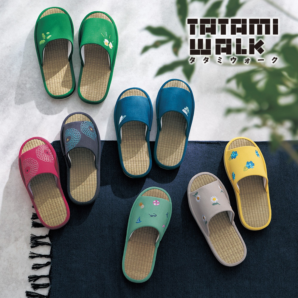 【ベルメゾン】ふっくらウレタン入りい草スリッパ(刺繍) 【夏スリッパ】