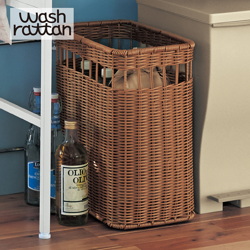 洗えるラタン調キャスター付き深型バスケット <41×26cm>「wash rattan」【重い物を移動しやすい】 洗えるラタン調キャスター付き深型バスケット <41×26cm>「wash rattan」【重い物を移動しやすい】