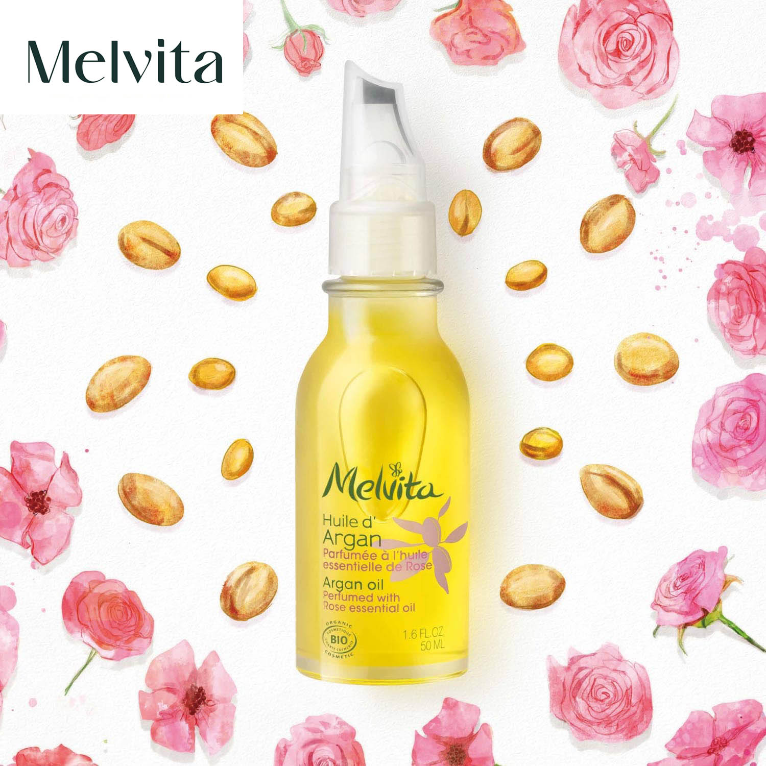 【メルヴィータ/Melvita】ビオオイル アルガンオイル ローズ (美容オイル)