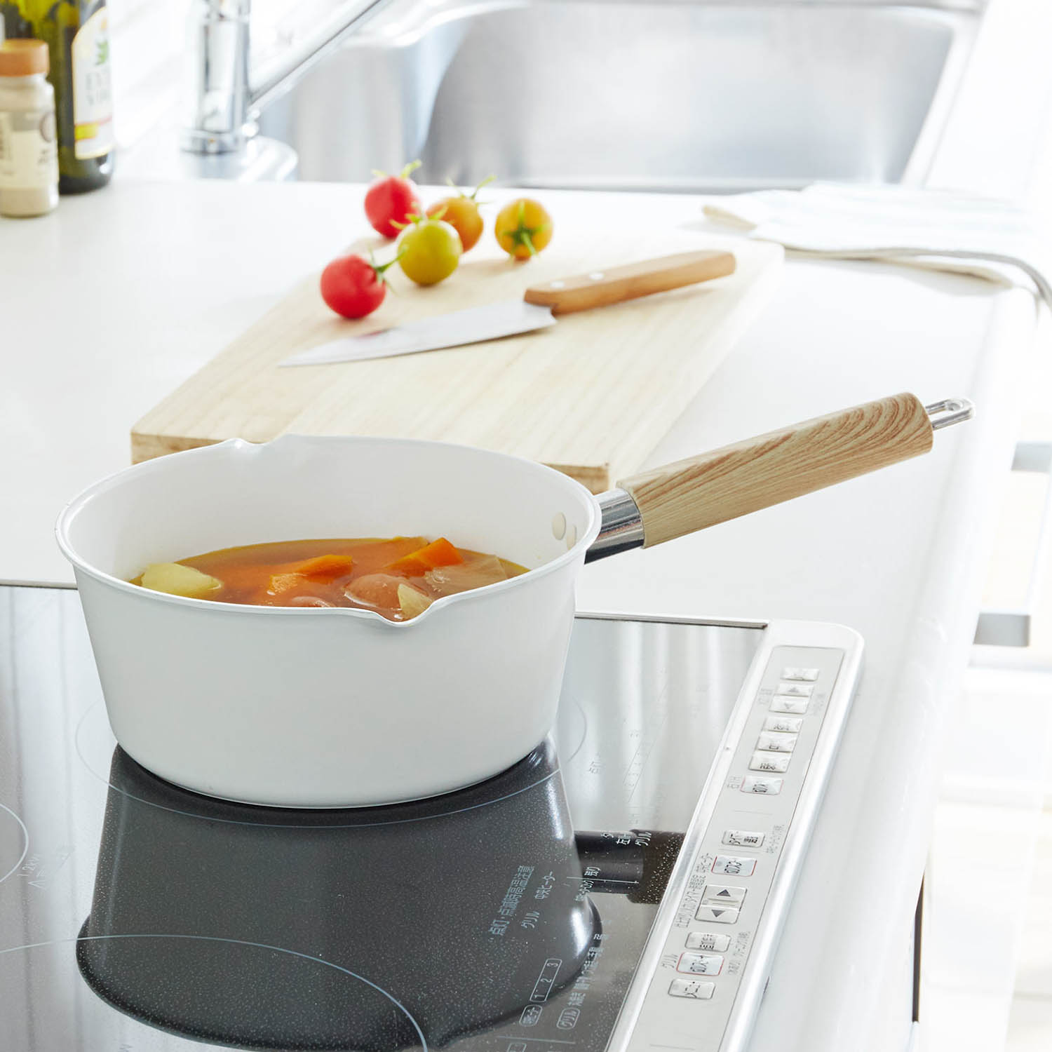 【ベルメゾン】両口付きセラミック加工雪平鍋 【IH/ガス火対応】