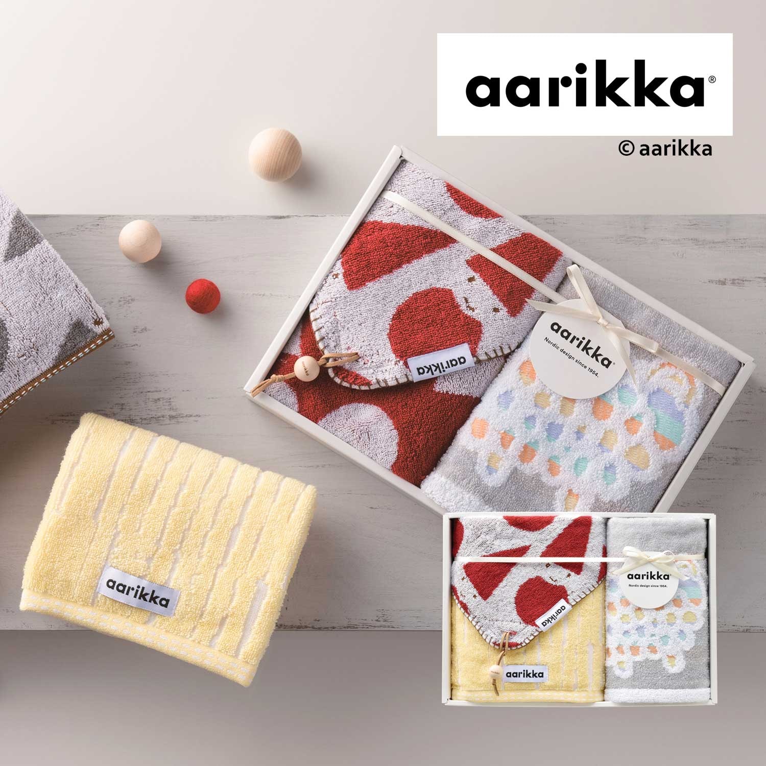 【アアリッカ/aarikka】アアリッカ フェイスタオル・ウォッシュタオル2枚セット
