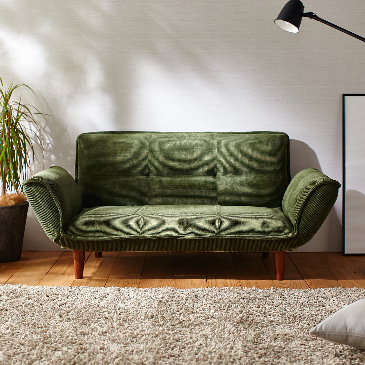 【ベルメゾン】コーデュロイ調ポケットコイル入りリクライニングソファー 【ベルメゾン】コーデュロイ調ポケットコイル入りリクライニングソファー