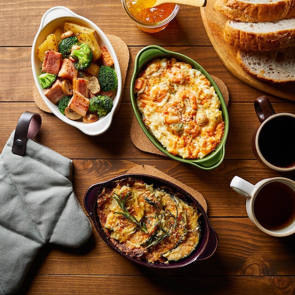 【ベルメゾン】萬古焼 グラタン皿同色3枚セット耐熱食器[日本製] 【食洗機対応】