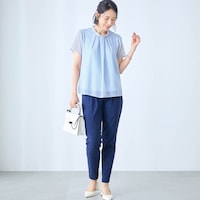 モデル身長168cm／M・股下66cm ※写真は撮影用のため股下+6cmになります。ブルー着用